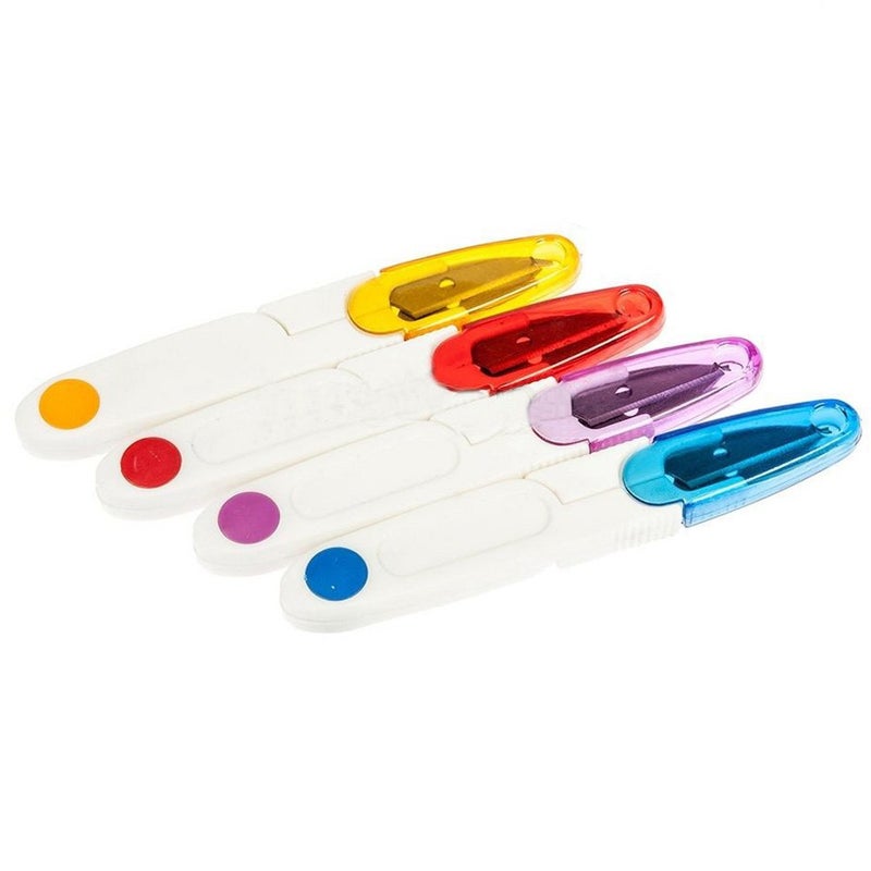 yueton Pack of 4 Plastic Handle & Safety Cover Sewing Scissors Clothes Thread Embroidery Cross-stitch Craft Clipper Cutter Tailor Nippers, Sewing Snip Thread Cutter Scissors - Image 1